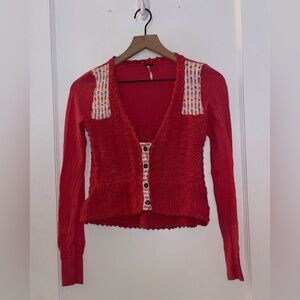 Free People Peplum Pointelle Cardigan